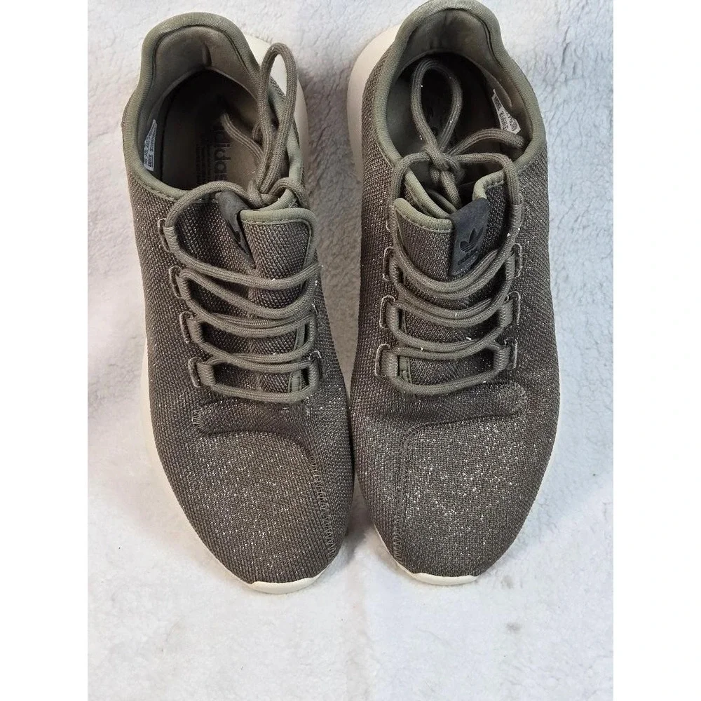 Women's Adidas Tubular‎ Shadow Sneaker in Gray Glitter Sparkle Knit Size US 10